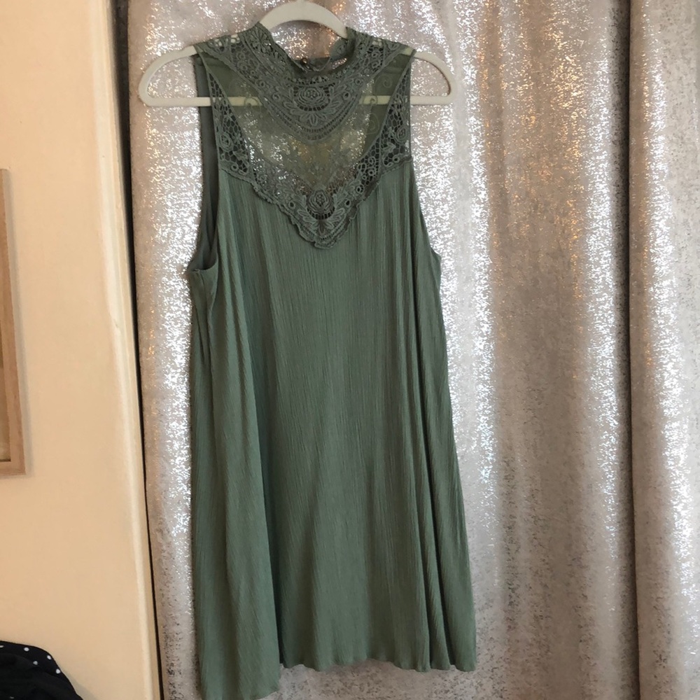 Green lace topped dress